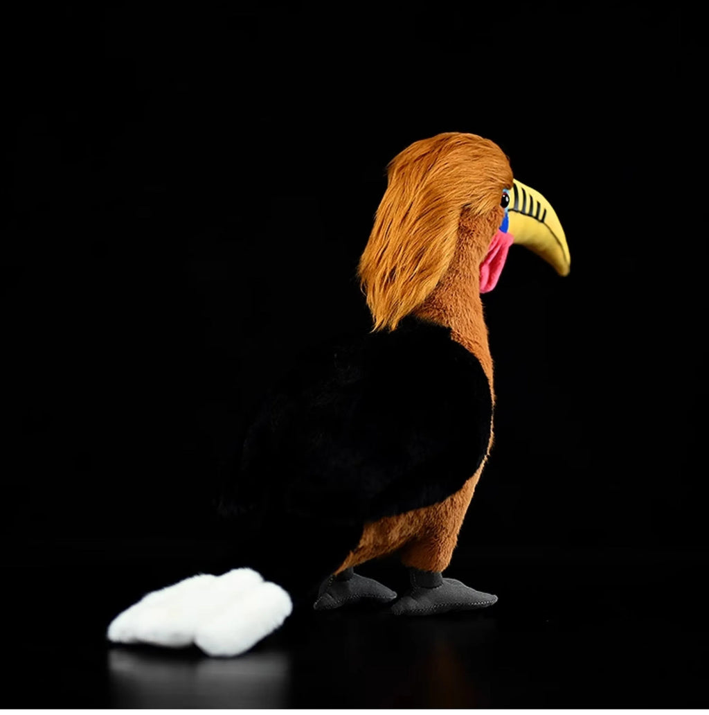 Brown necked hornbill plush toy, 30 cm tall, with plush outer material and PP cotton filling