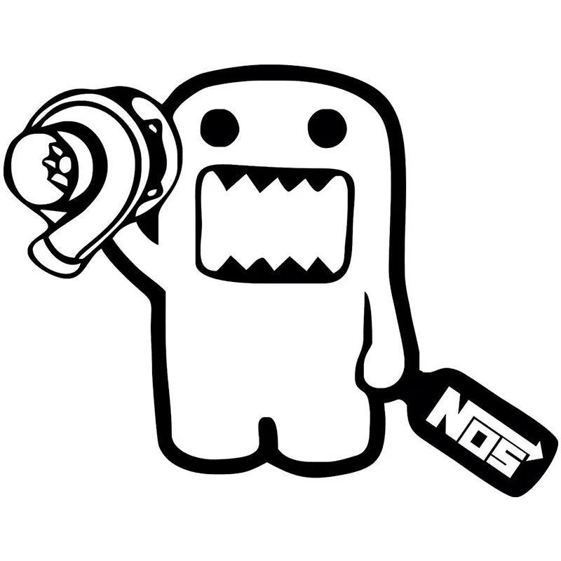 15x12cm black and white cartoon automobile sticker on vehicle surface