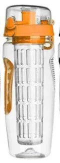 32oz BPA-free plastic water bottle with fruit infuser insert and leak-proof sports cap