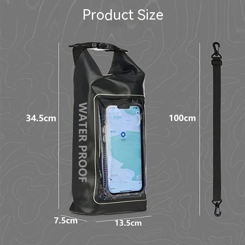 2 litre waterproof crossbody bag in PVC mesh for mobile phones at the beach or pool.