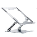 Grey aluminium alloy laptop stand folded flat with adjustable angle and silicone pads