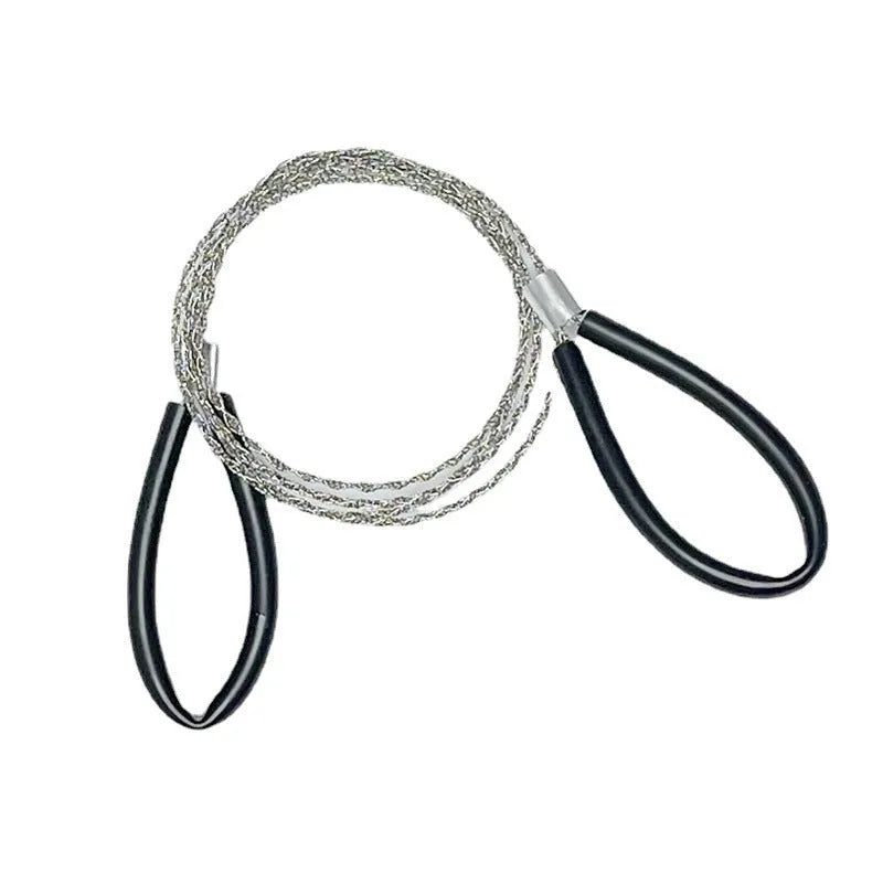 Outdoor survival steel wire saw with hand leather case, 68cm length, 7.7g weight, black and red colour options