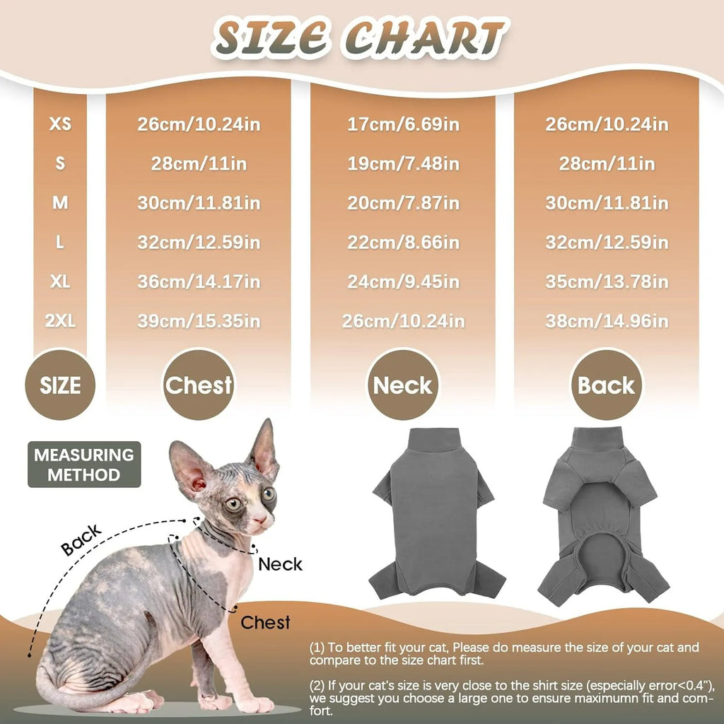 A grey turtleneck sweater for a Sphynx cat, showing the sleeves, leg holes, and pullover design.