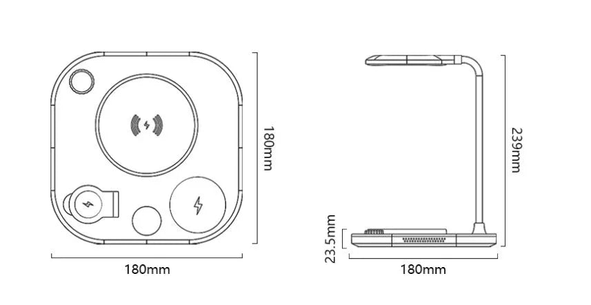 Three-in-one wireless magnetic charger in black, green, or white with 15W fast charging and desk lamp option