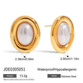 Stainless steel vintage pearl ear studs for women with electroplated finish and hypoallergenic properties