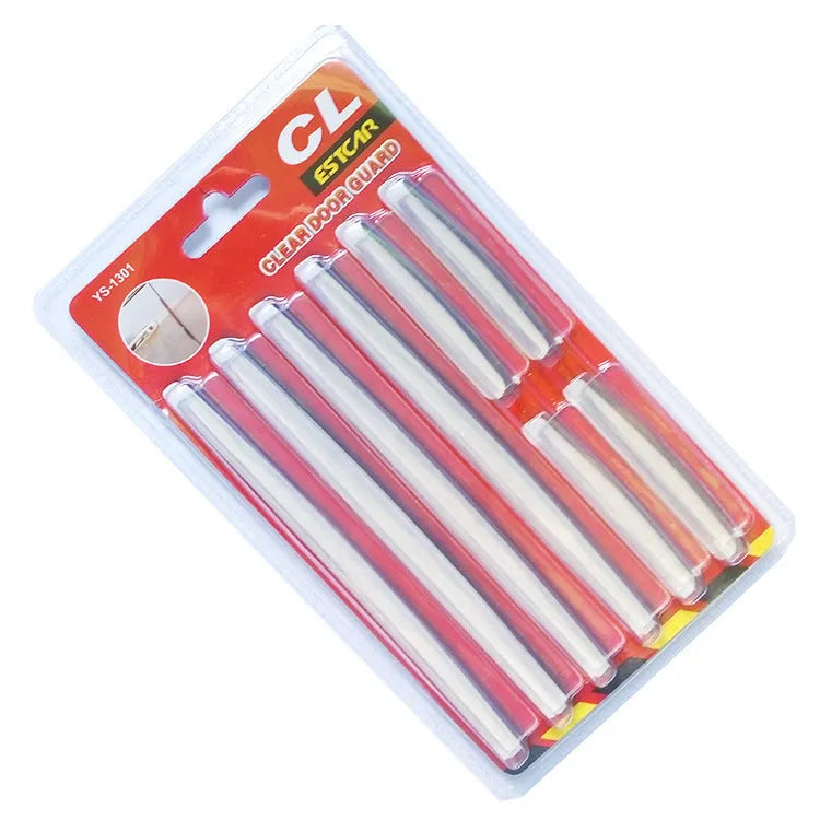 White plastic car door side bumper strip measuring 1.5cm wide with adhesive backing for scratch protection