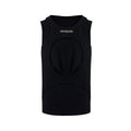 Men's sleeveless waistcoat in black or white with round neck and hollow thread design