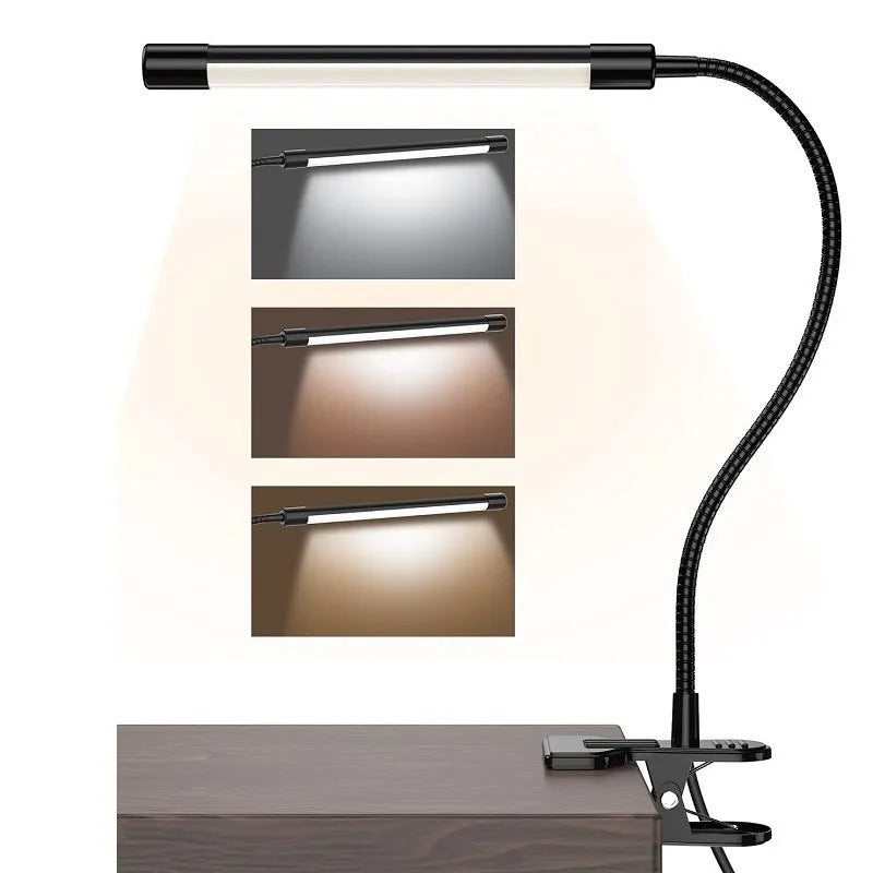 Black or white LED desk lamp with 26cm adjustable arm and USB power cable