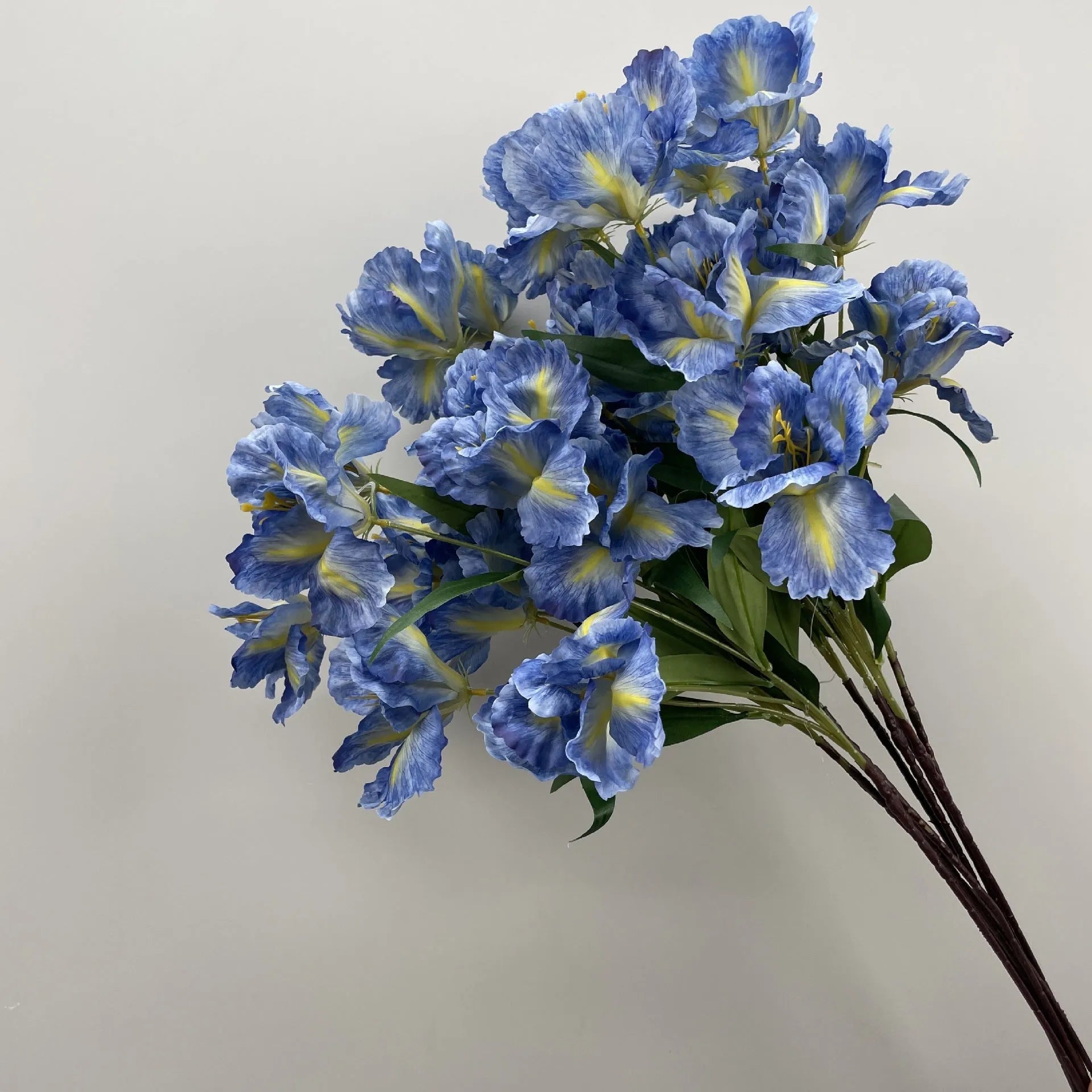 Blue silk flower bouquet with Campanula, Linglan, gradient Linglan and small wildflowers