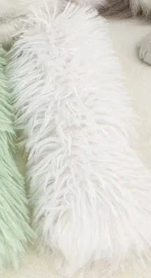27cm by 10cm plush cat toy pillow in blue, green, pink, or white colour options