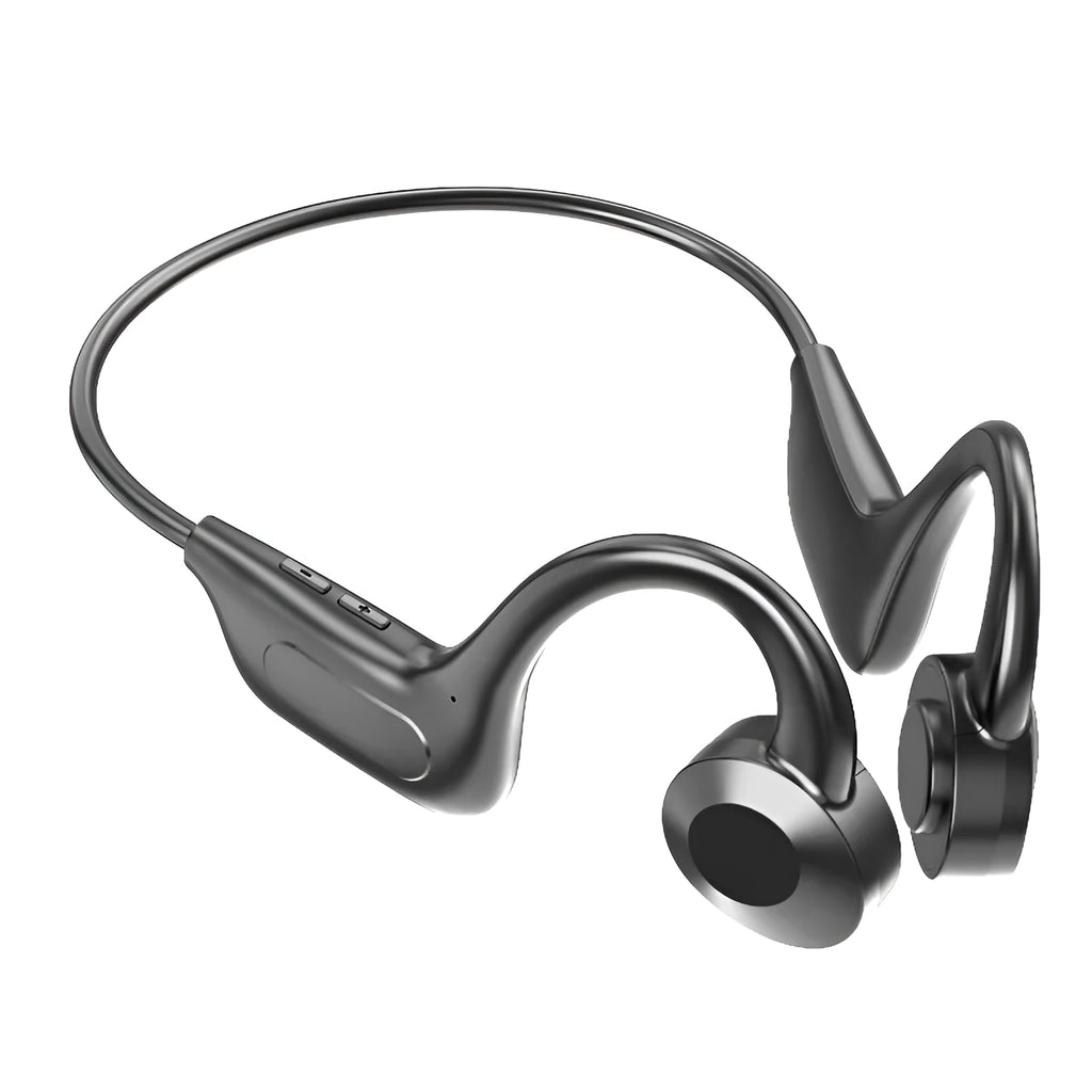 Black VG02 wireless Bluetooth sports headset with hanging ear design for secure fit during exercise