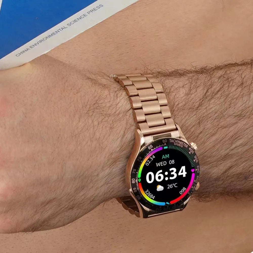 Men's business smart watch with Bluetooth calling and health monitoring functions on wrist