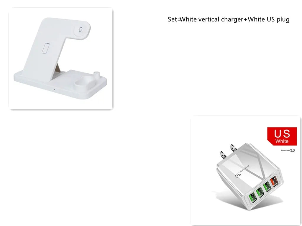 4-in-1 wireless charging station with adjustable magnetic plate, charging phone, Apple Watch, AirPods, and Apple Pencil