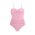 Women's black one-piece swimsuit with adjustable shoulder straps and high-waist design for swimming