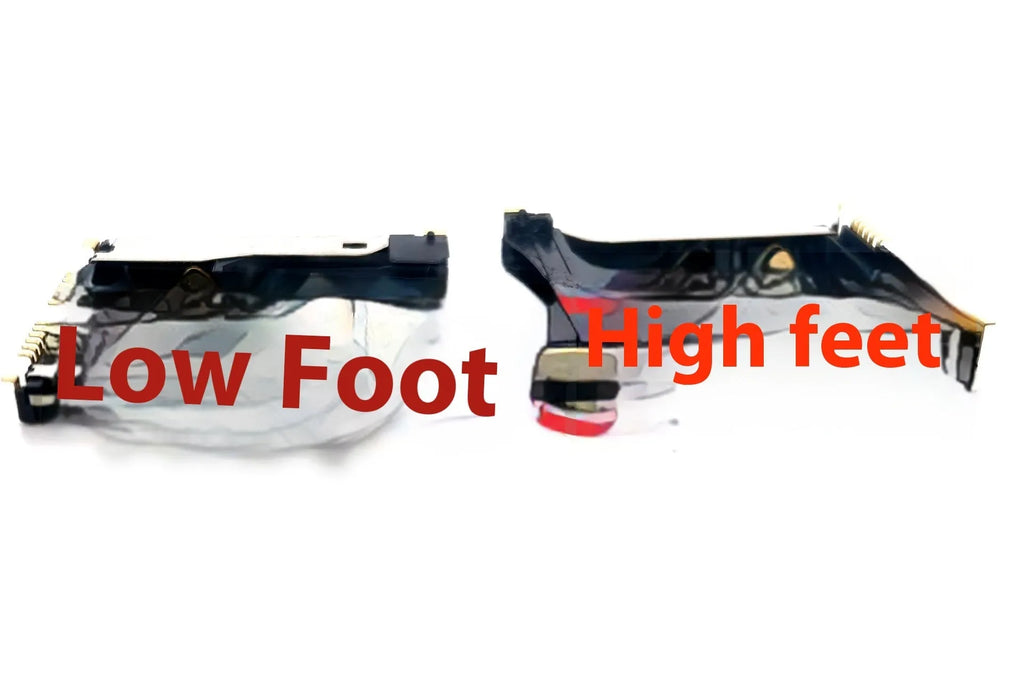 Alloy camera memory card slot replacement part showing high-foot and low-foot colour options