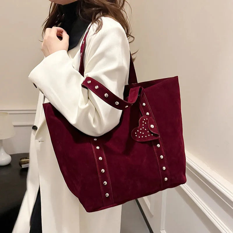 Women's PU leather tote bag with sandwich pocket design and double shoulder straps in four colour options