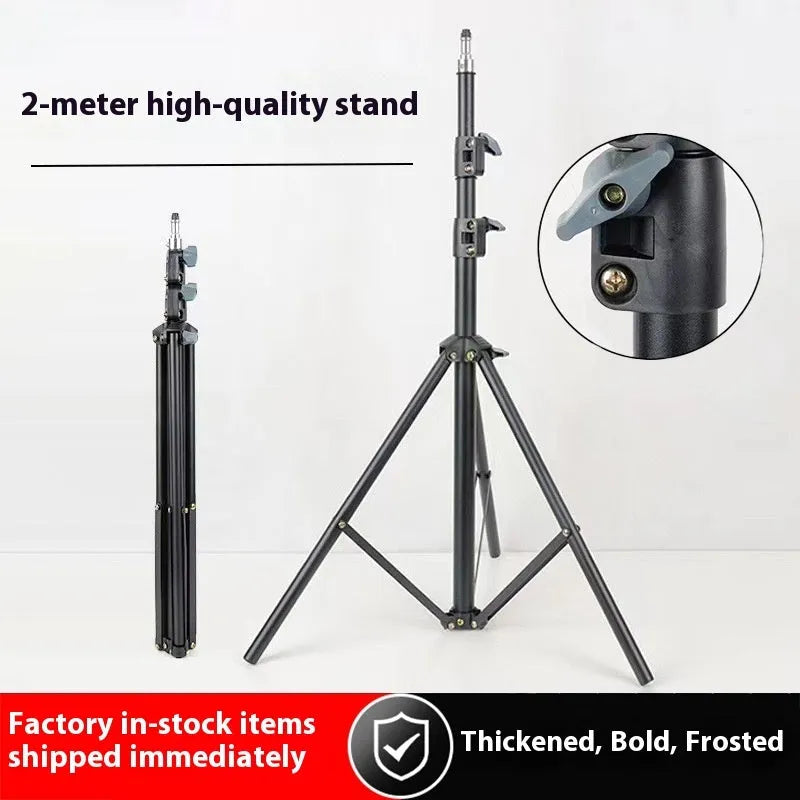 Adjustable photography tripod light stand with 5kg load capacity and mobile phone holder