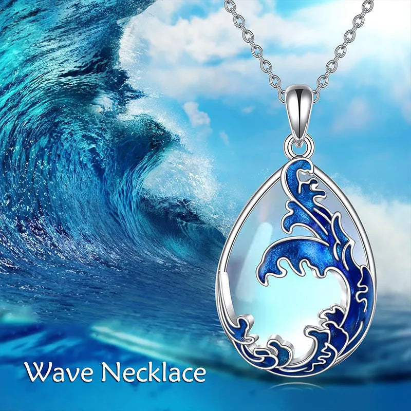 Blue heart-shaped alloy pendant on a necklace chain, love-themed women's jewellery.