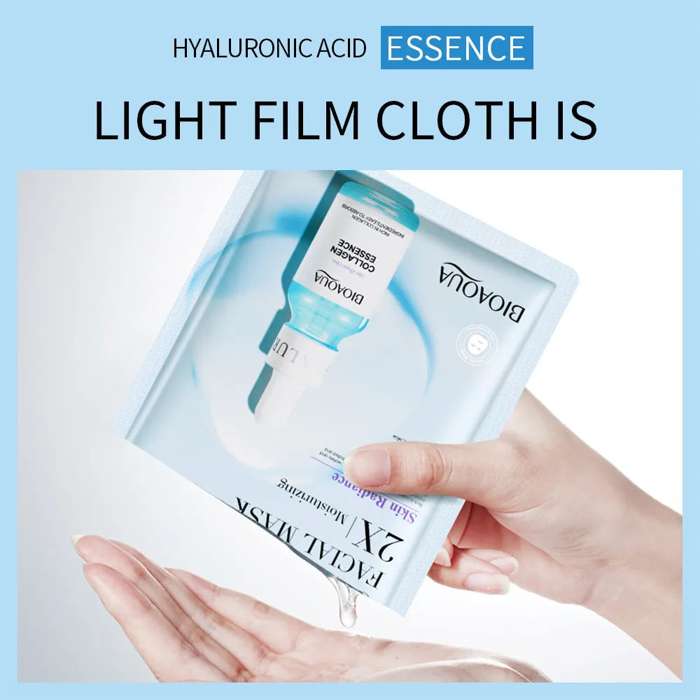 Collagen face sheet mask with 30g serum containing hyaluronic acid, vitamin C, and Centella Asiatica extract