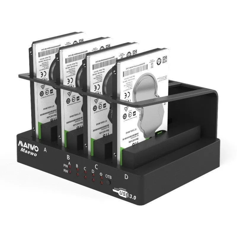 External hard disk expansion base with four 2.5-inch drive capacity and 163mm dimensions