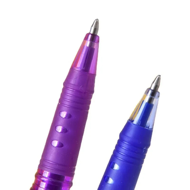 Hot erasable gel pen set with plastic shells and stainless steel nibs in 0.5mm or 0.7mm sizes, available in 12 or 8 colour packs