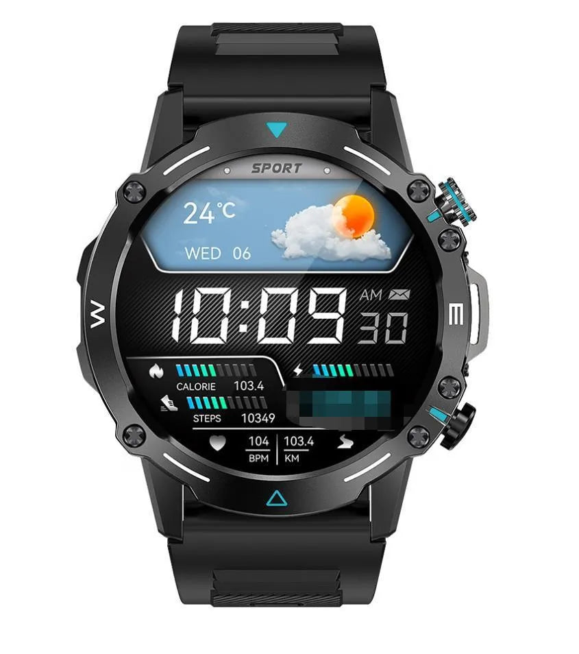 M42 Smart Watch in black, grey, or green colours on a wrist, showing the large AMOLED screen.