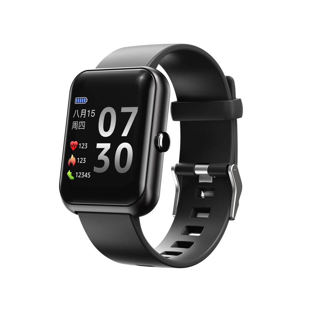 Square Bluetooth smart watch with aluminium case and silicone strap in multiple colours