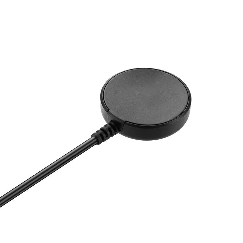 Black plastic USB watch charger with wireless fast charging dock for smartwatches