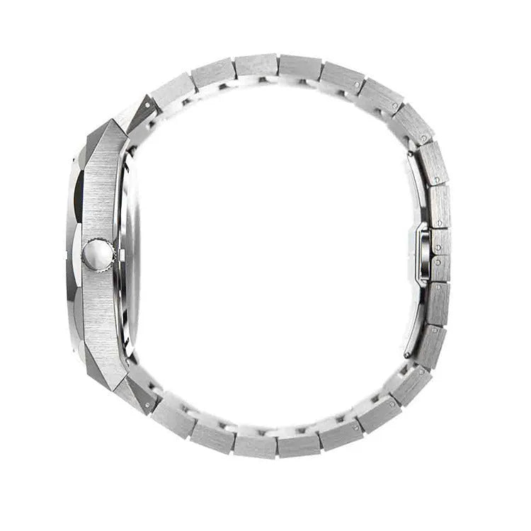 Stainless steel men's business watch with 42mm dial and waterproof quartz movement