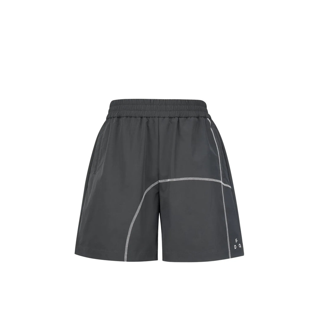 Retro style men's drawstring shorts in polyester fabric available in dark grey, white and apricot colours