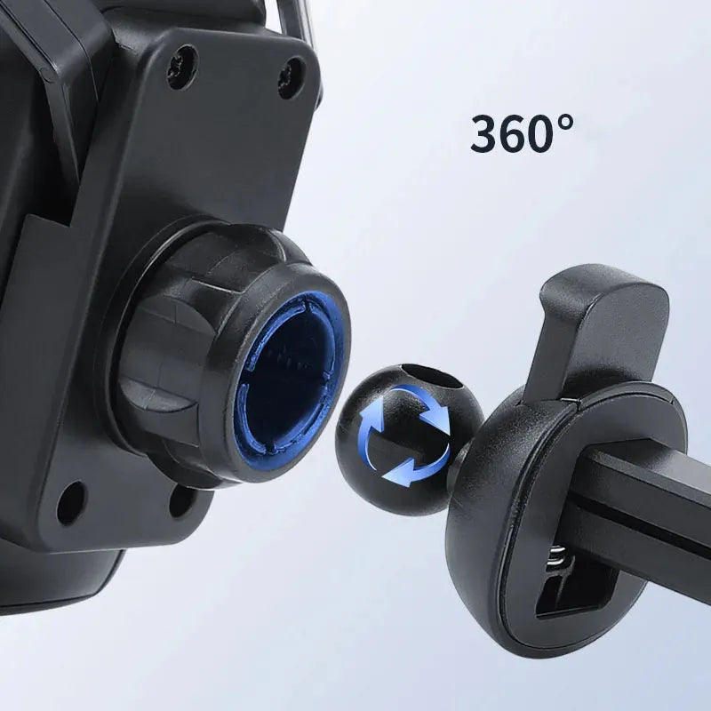 Racing seat shape car phone holder with 360-degree rotation on air vent, in gold tape colour