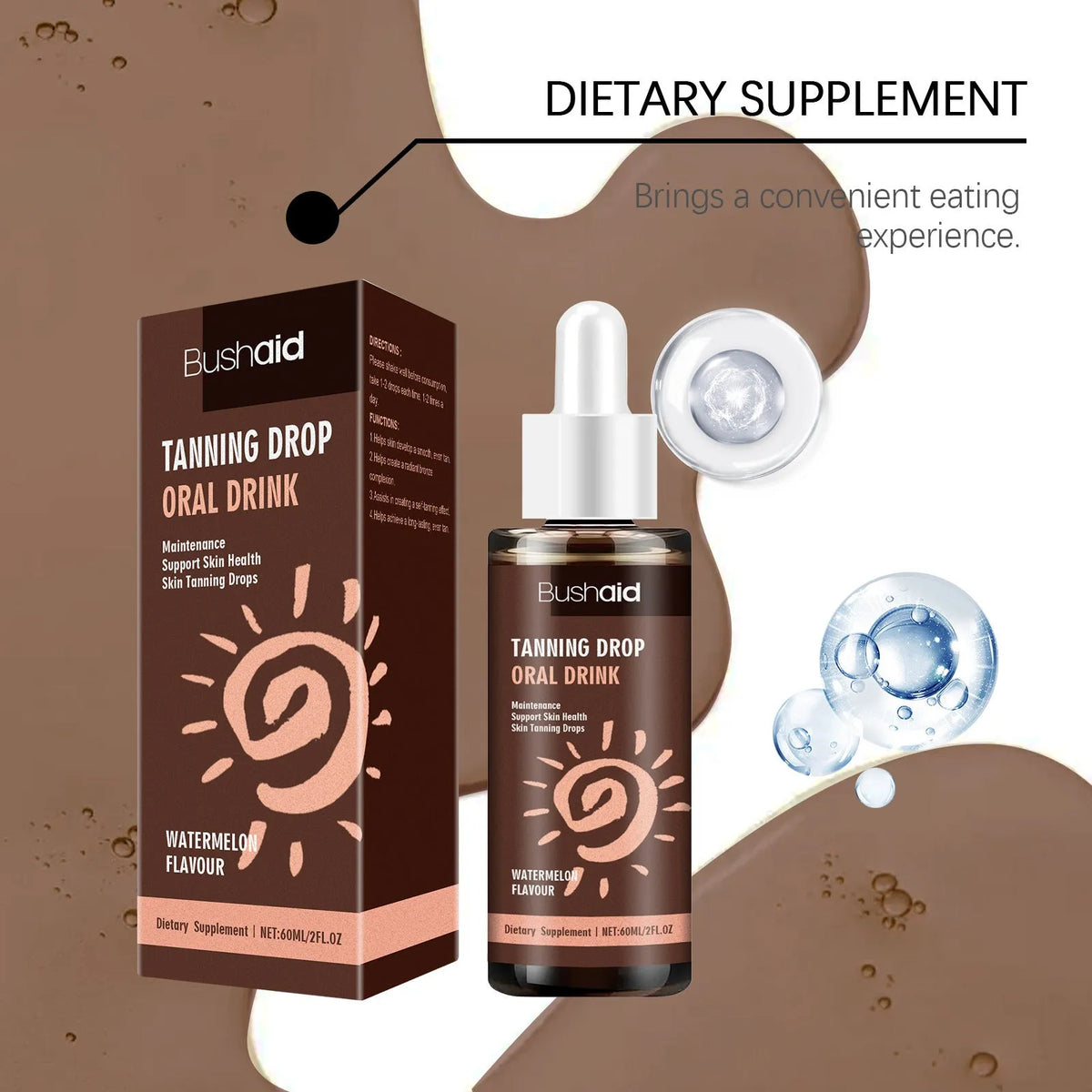 60ml bottle of Sun Tanning Essence for body sun protection and tanning.