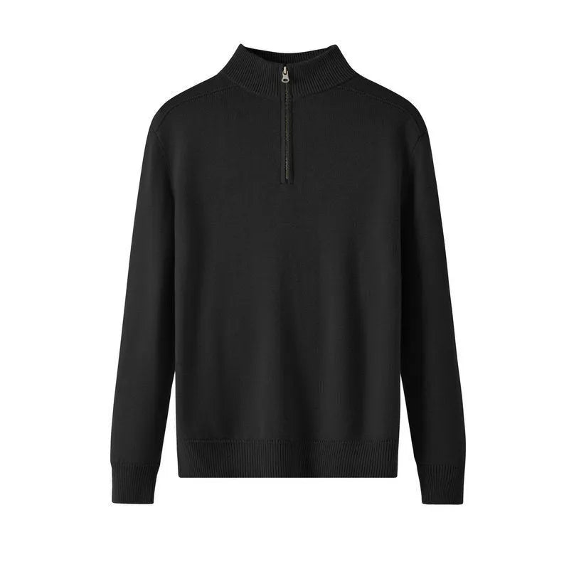 Casual thickened wool sweater in slim fit with long sleeves, shown in various colours including black and light grey