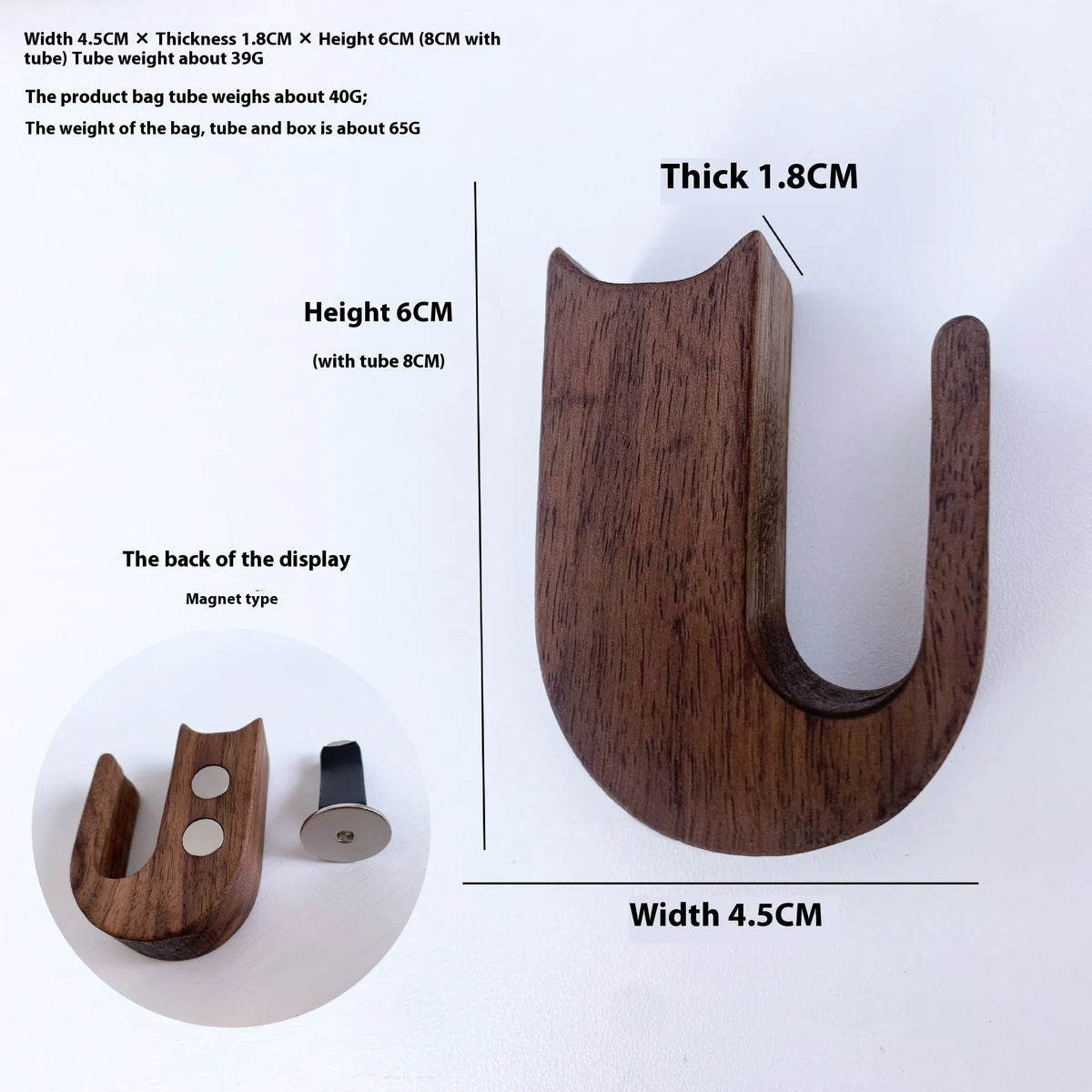 Wooden cat car vent vase in black walnut or beech with magnet or clip fitting for centre console decoration