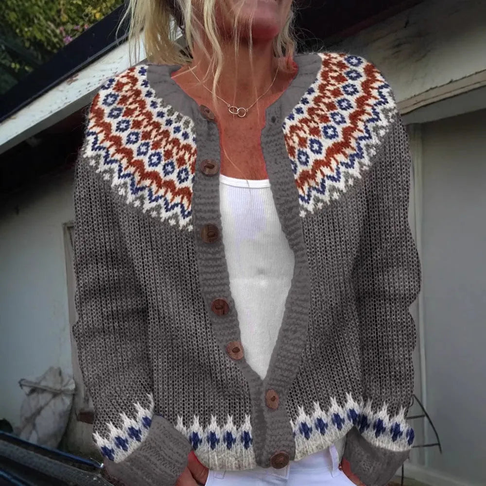 Women's loose spandex cardigan coat with long regular sleeves and digital 3D print, Style 1, sizes S to 5XL