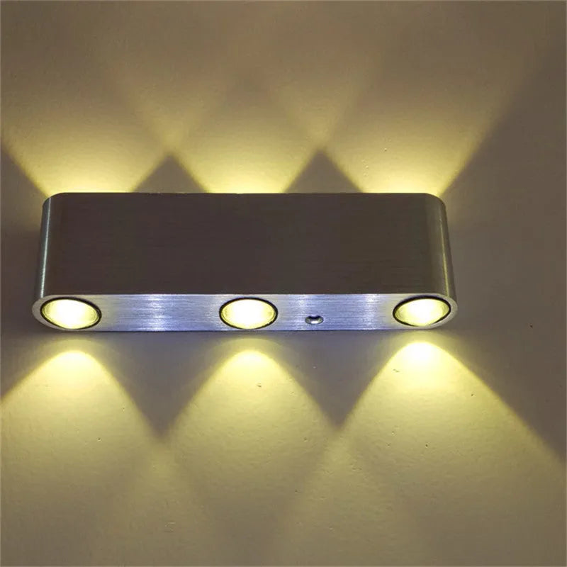 Silver aluminium rectangular LED wall lamp with multi-colour lighting options for bedroom