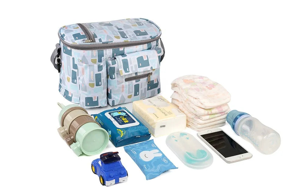 Oxford cloth stroller hang bag in black, blue, green or grey, 30 x 15 x 20 cm, with one shoulder multi-function strap