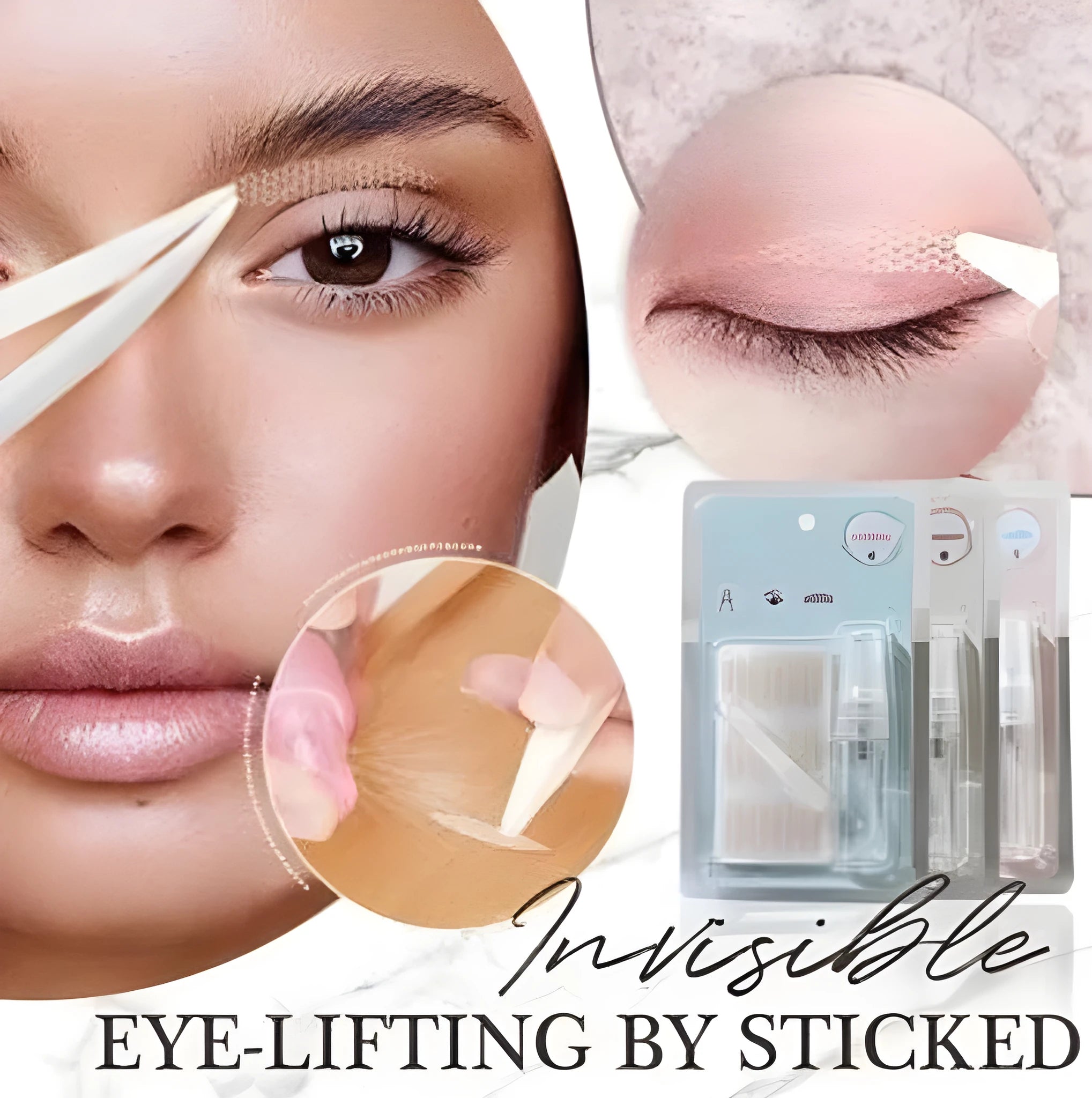 No glue eyelid sticker set in non-woven fabric with three colour classification options