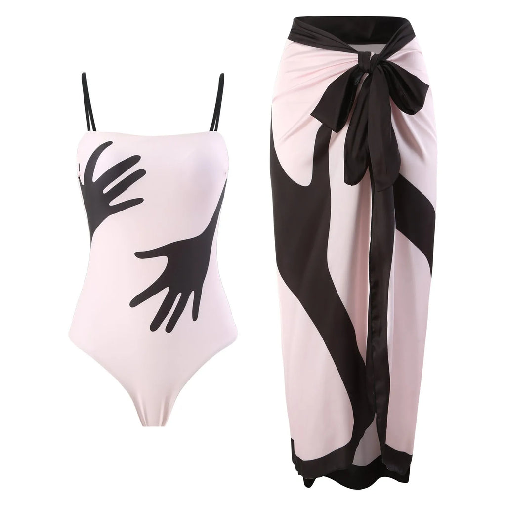 Women's one-piece bikini with detachable tulle skirt in polyester fabric, sizes S to XL