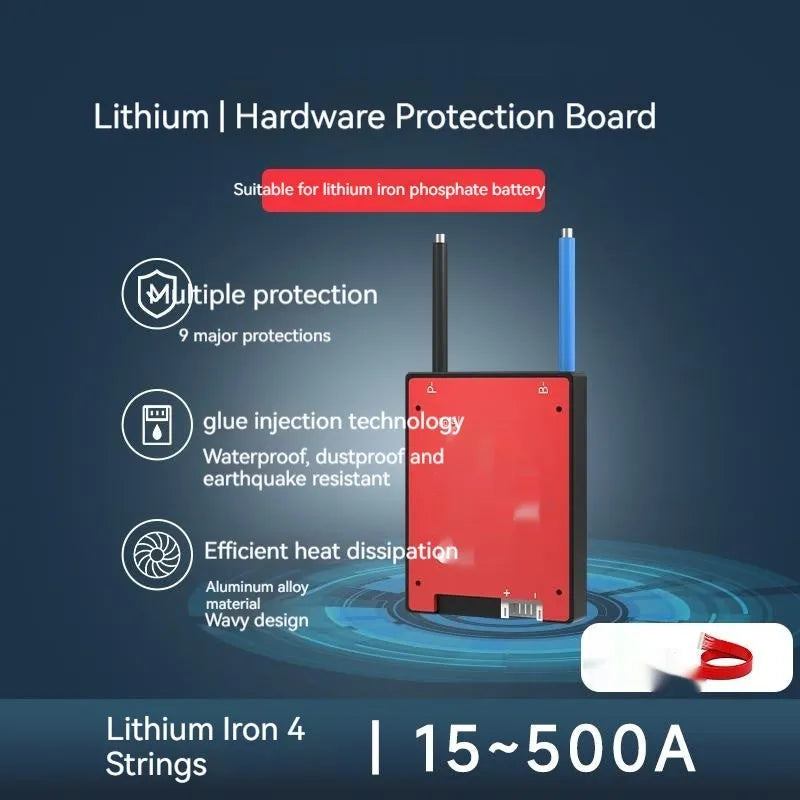 Dali lithium iron phosphate battery protection board with PCB components and optional cooling fan for 12V systems