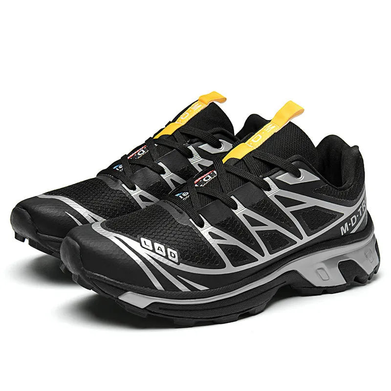 Low-top hiking shoes with mesh lining and rubber soles in khaki colour with front lace-up design