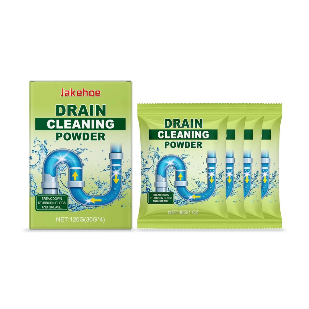 120g container of drain cleaning powder with sodium hydroxide formula for unblocking sinks and pipes