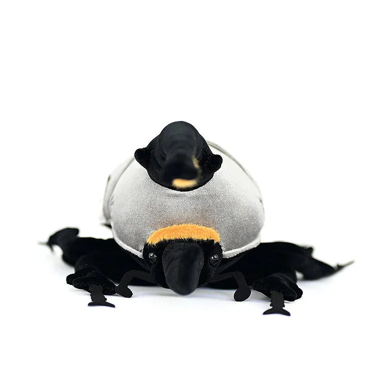 White worm plush toy doll in black, 23cm mouth-to-tail, Korean velvet fabric, PP cotton and rubber granules