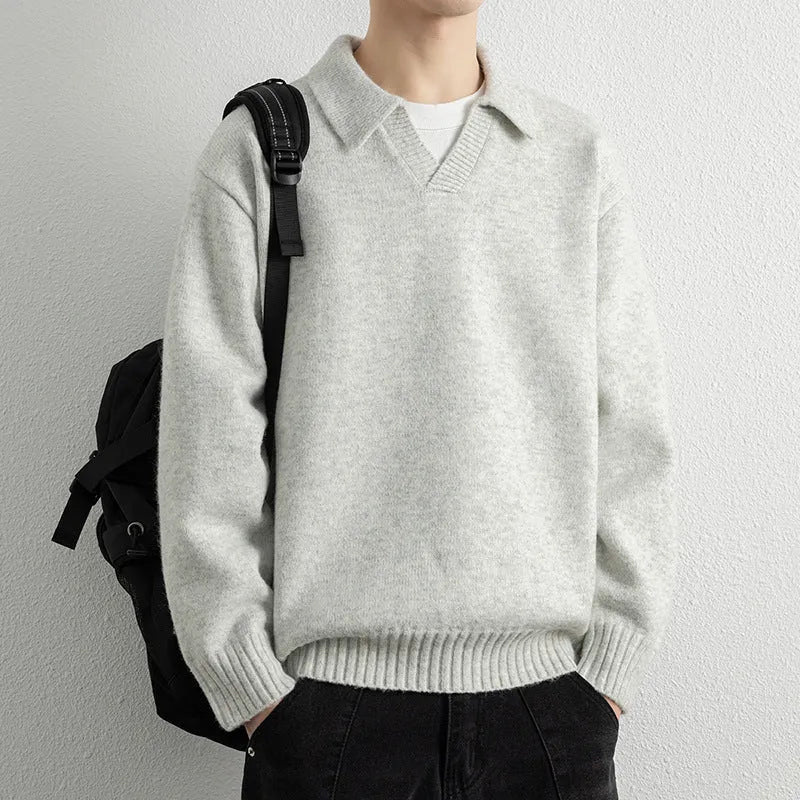 Men's casual cardigan sweater coat, thickening modal rabbit fur pullover, loose fit, three colours, sizes M to 3XL