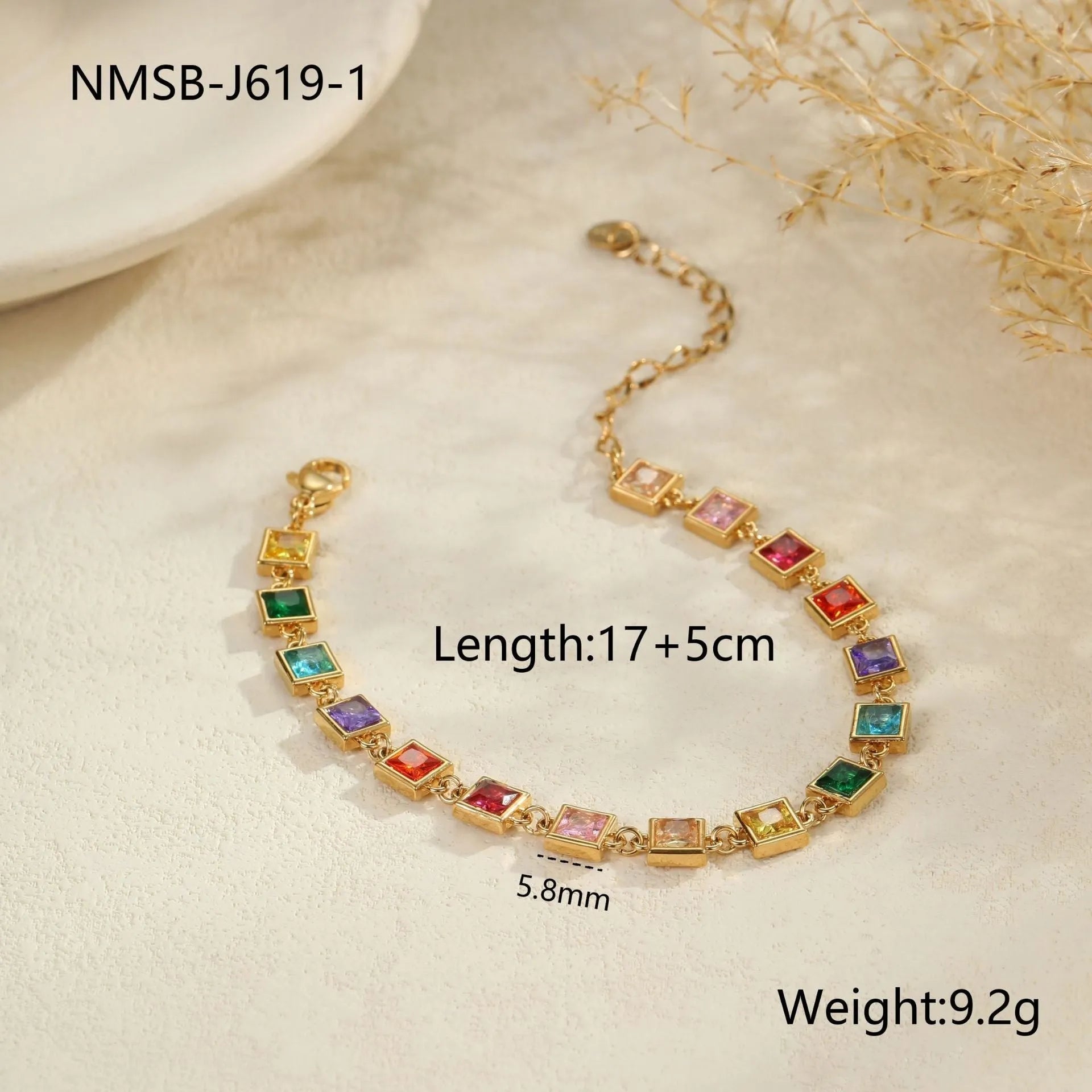 Women's stainless steel bracelet with a geometric heart, circle, or square charm in gold or silver plating