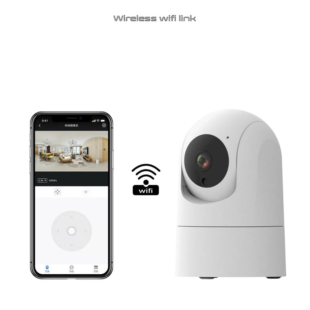 Indoor shake head camera with 1080p resolution and two-way voice feature for home security monitoring