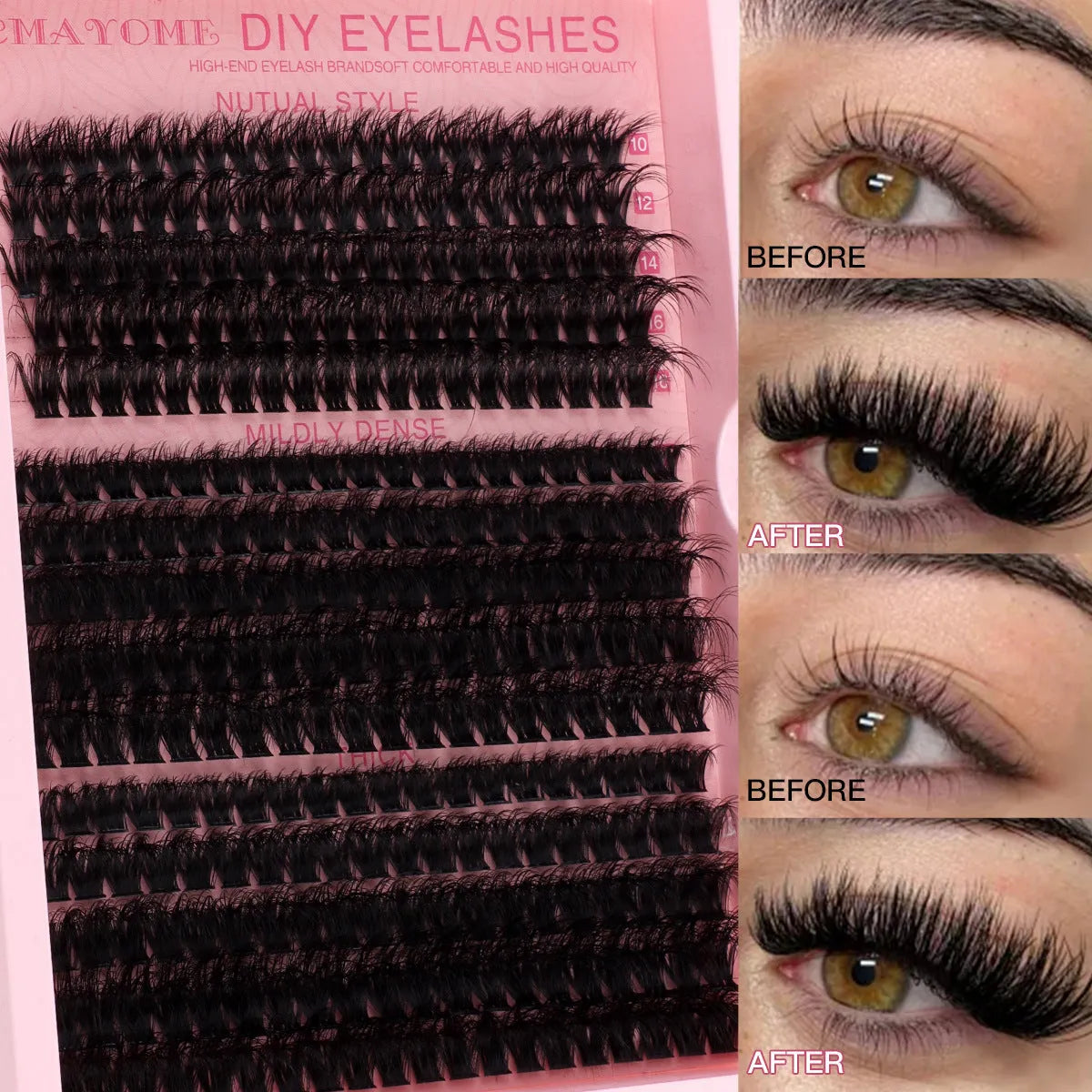 Segment single cluster DIY false eyelashes extension suit with precision tweezers and chemical fibre clusters