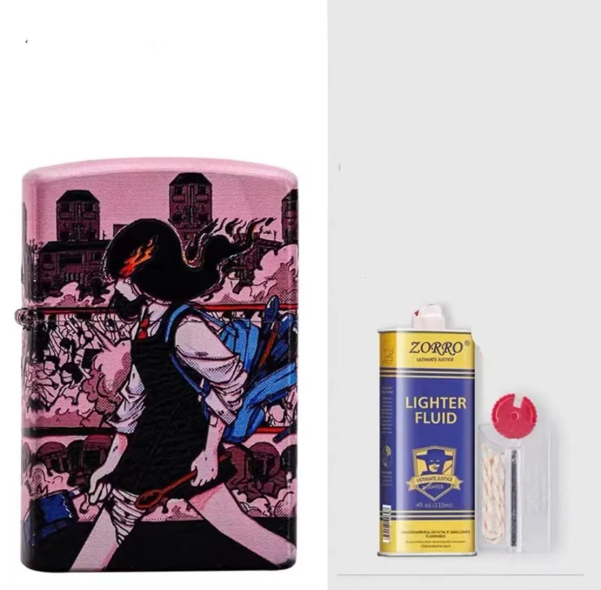 Windproof kerosene lighter with pure copper case measuring 58x39x13mm