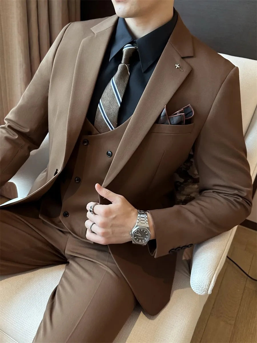 Men's slim-fit business formal wear in chemical fibre blend with viscose composition, available sizes M to 7XL