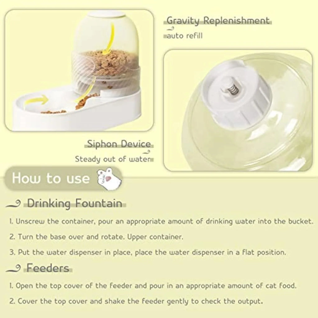 White cat feeder and water dispenser set with wave-shaped design, each unit holding 2000ml